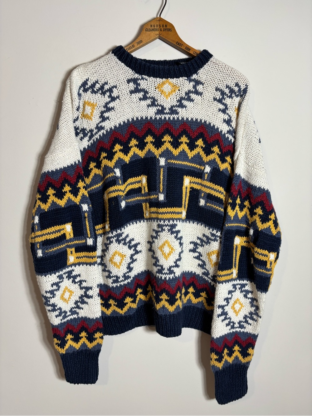 Vintage Structure Geometric Knit Sweater XL